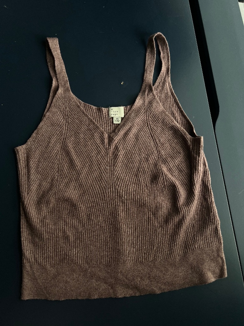 A New Day V-Neck Ribbed Sweater Tank – Purple/Brown– XL